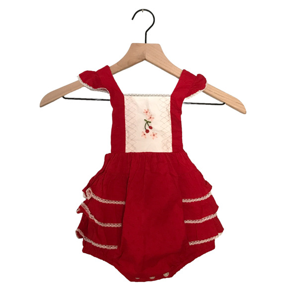Well Dressed Wolf Cherry Bubble Romper 18M